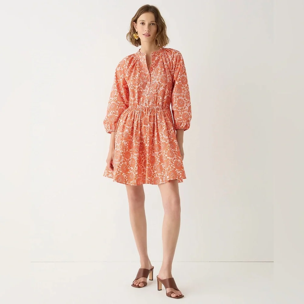 J.Crew Tall ruffle-collar mini dress in cotton poplin floral bouquet BP870